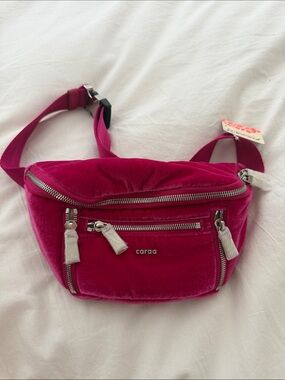 caraa Velvet Hot Pink Crossbody Belt Bag